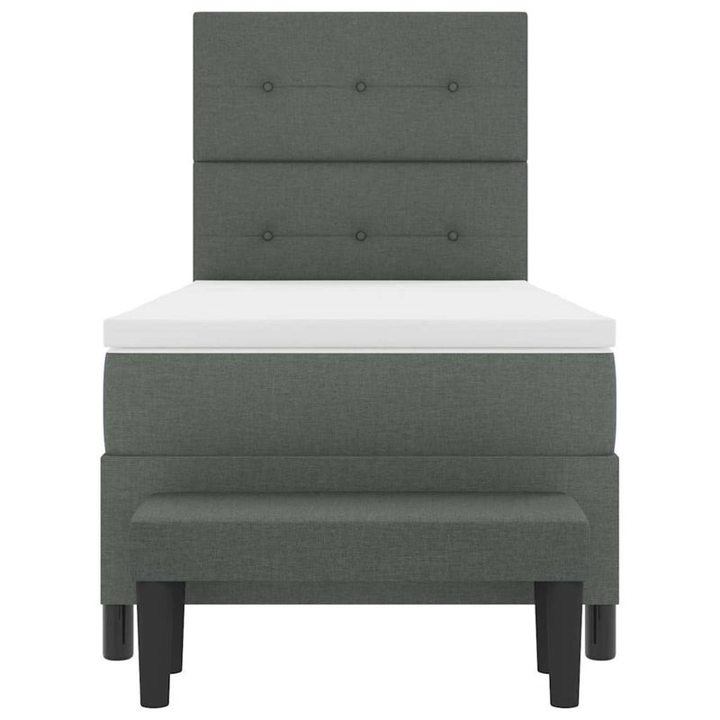 vidaXL Boxrugós ágy matracmal Sötétszürke 100 x 200 cm szövet