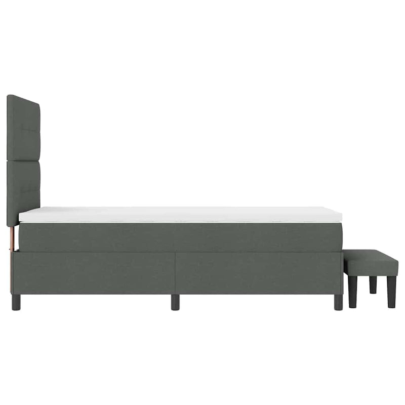 vidaXL Boxrugós ágy matracmal Sötétszürke 100 x 200 cm szövet