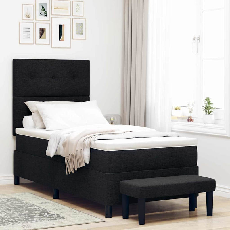 vidaXL Boxrugós ágy matracmal fejtámlával Fekete 100 x 200 cm szövet