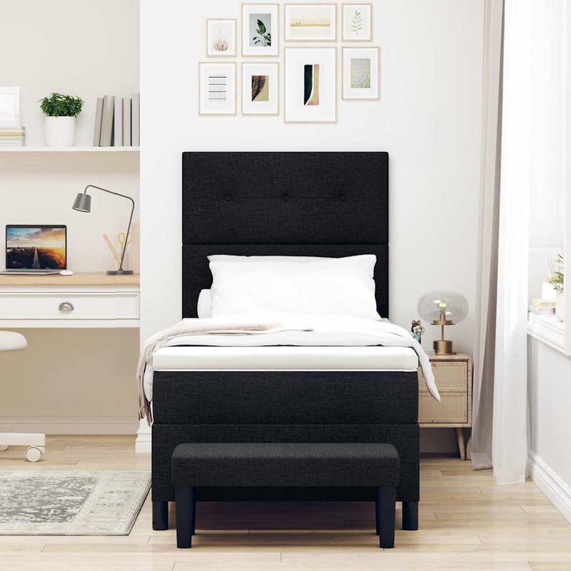 vidaXL Boxrugós ágy matracmal fejtámlával Fekete 100 x 200 cm szövet