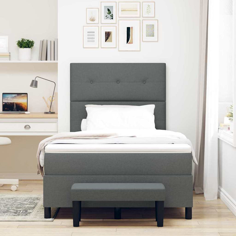 vidaXL Boxrugós ágy matracmal Sötétszürke 120 x 190 cm szövet