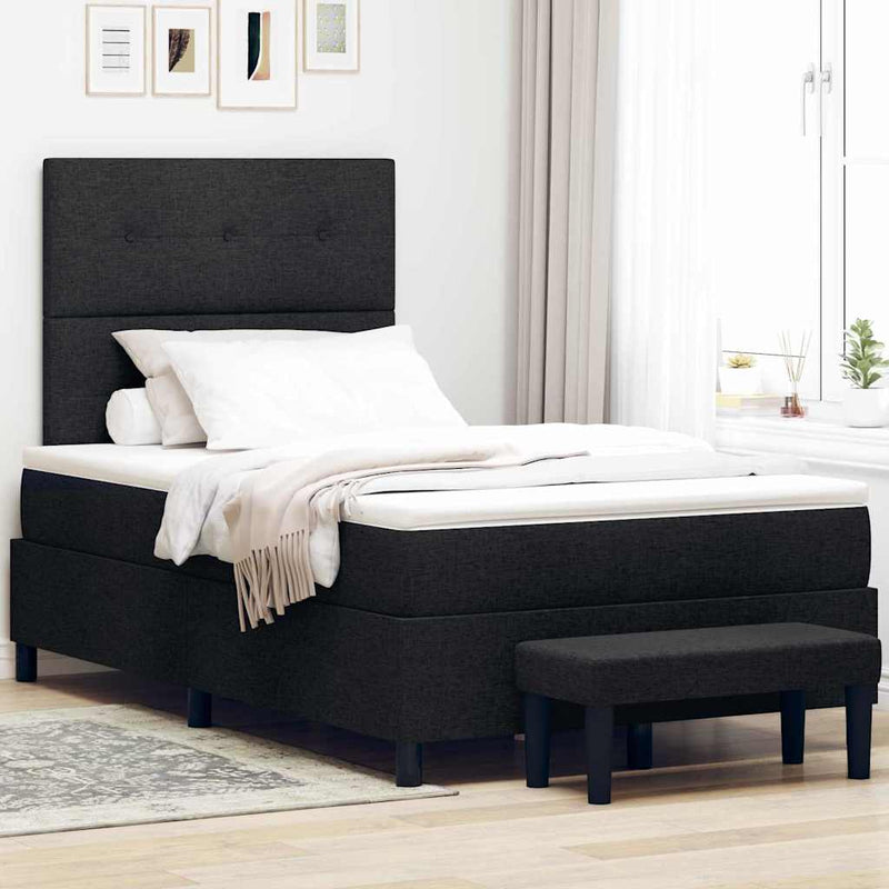 vidaXL Boxrugós ágy matracmal fejtámlával Fekete 120 x 190 cm szövet