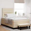 vidaXL Boxrugós ágy fejtámlával Krém 120 x 190 cm szövet