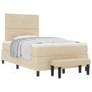 vidaXL Boxrugós ágy fejtámlával Krém 120 x 190 cm szövet