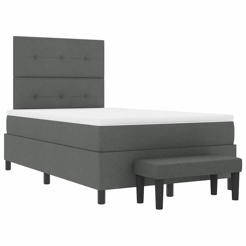 vidaXL Boxrugós ágy matracmal Sötétszürke 120 x 200 cm szövet