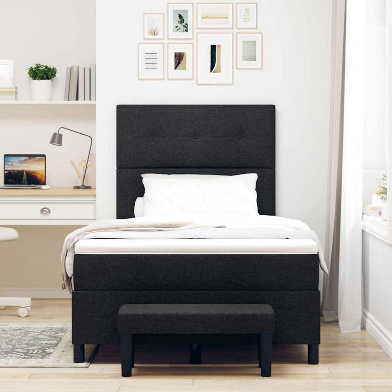 vidaXL Boxrugós ágy matracmal fejtámlával Fekete 120 x 200 cm szövet