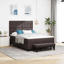 vidaXL Boxrugós ágy fejtámlával Sötét Barna 140 x 200 cm szövet