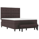vidaXL Boxrugós ágy fejtámlával Sötét Barna 140 x 200 cm szövet