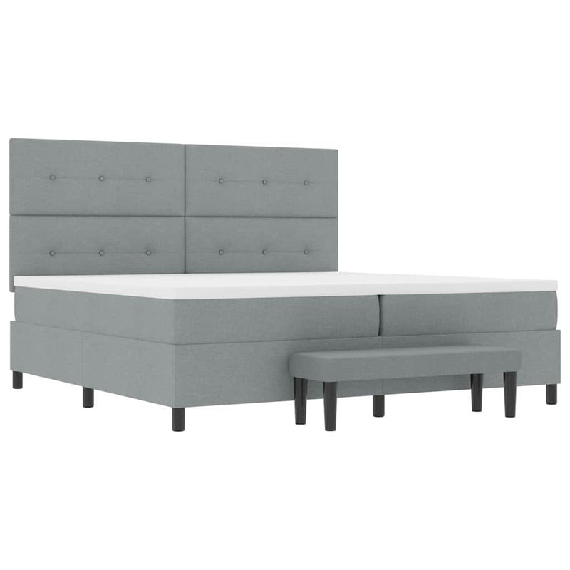 vidaXL Boxrugós ágy matracmal Világosszürke 200 x 200 cm szövet