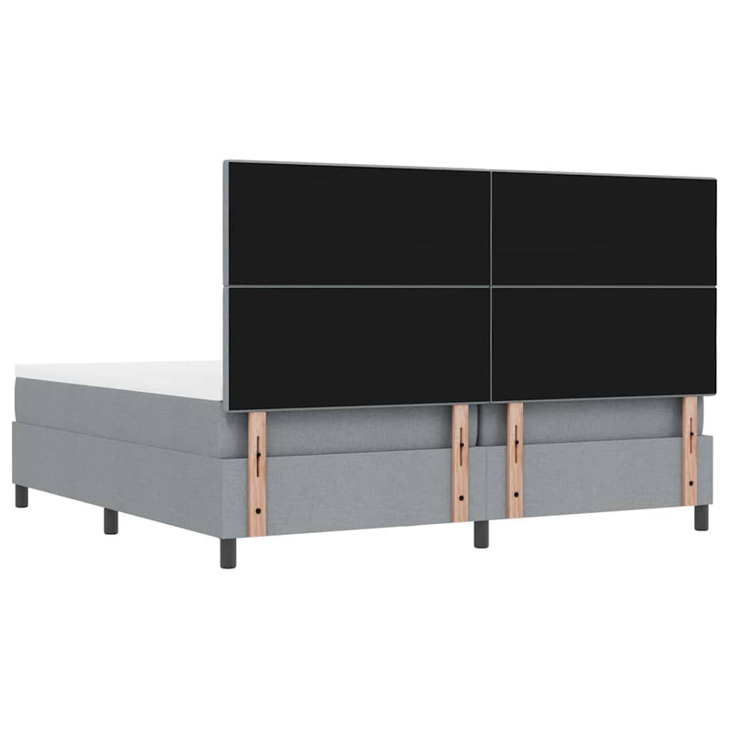vidaXL Boxrugós ágy matracmal Világosszürke 200 x 200 cm szövet
