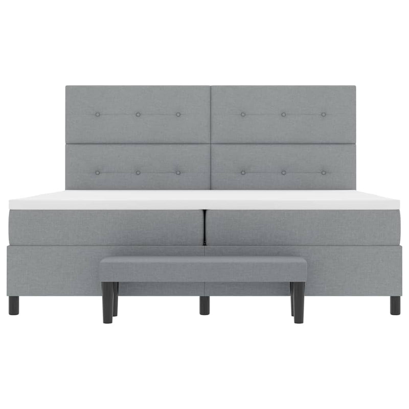 vidaXL Boxrugós ágy matracmal Világosszürke 200 x 200 cm szövet