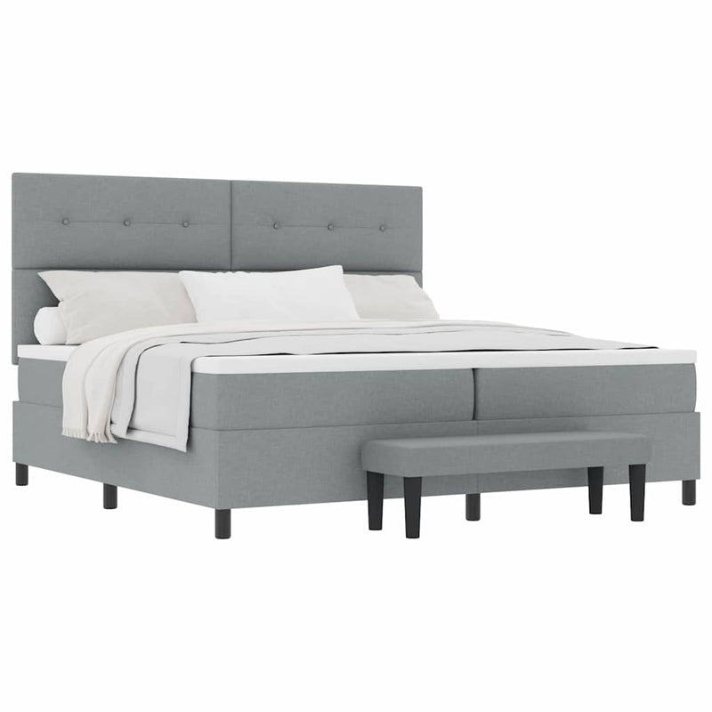 vidaXL Boxrugós ágy matracmal Világosszürke 200 x 200 cm szövet