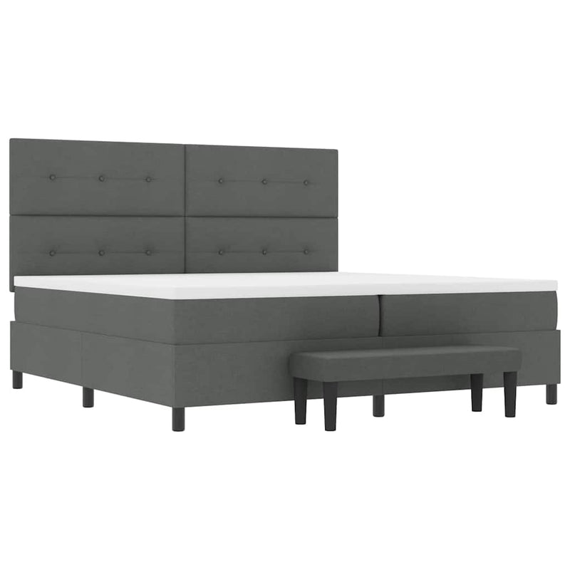 vidaXL Boxrugós ágy matracmal Sötétszürke 200 x 200 cm szövet