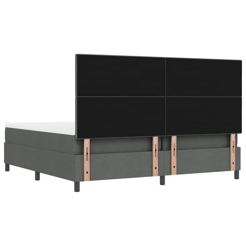 vidaXL Boxrugós ágy matracmal Sötétszürke 200 x 200 cm szövet