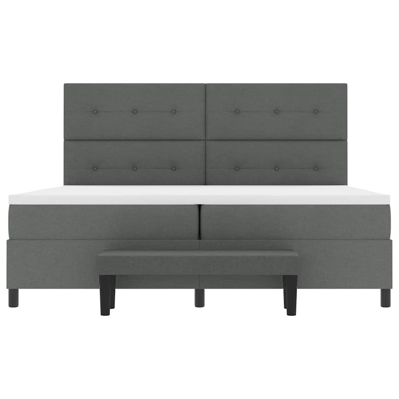vidaXL Boxrugós ágy matracmal Sötétszürke 200 x 200 cm szövet