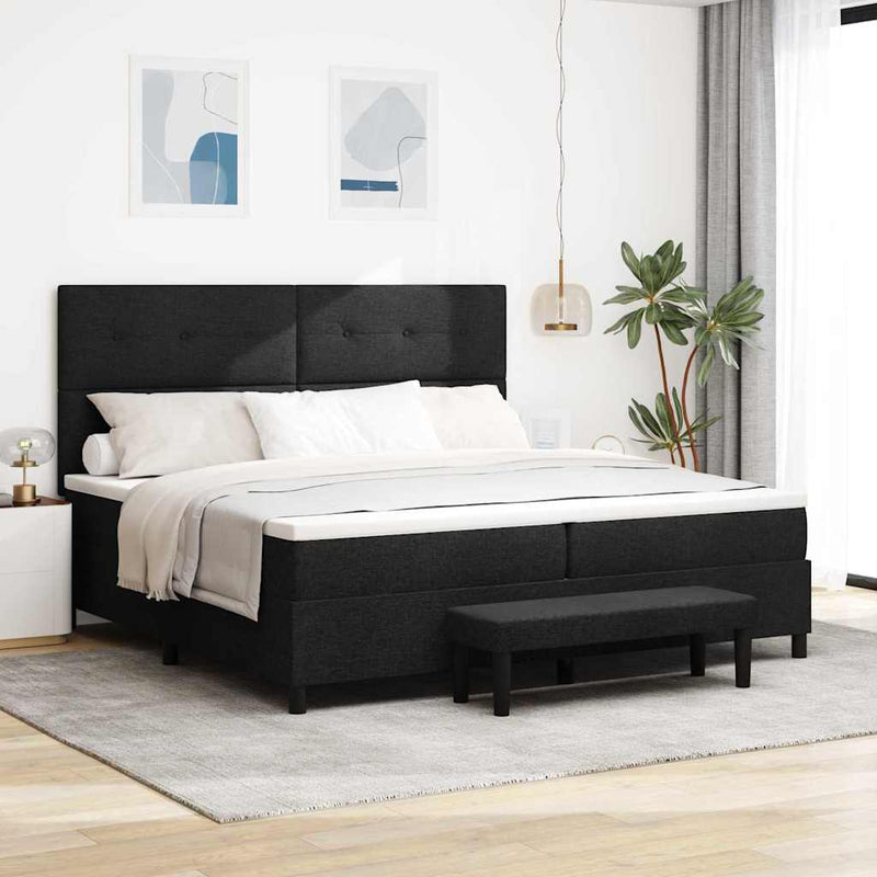 vidaXL Boxrugós ágy matracmal fejtámlával Fekete 200 x 200 cm szövet