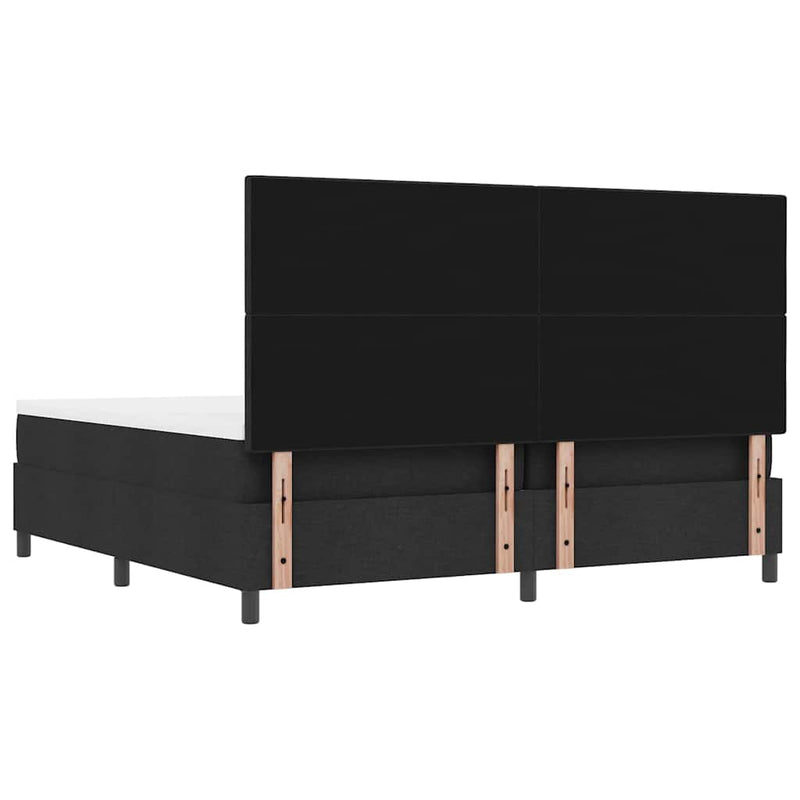 vidaXL Boxrugós ágy matracmal fejtámlával Fekete 200 x 200 cm szövet