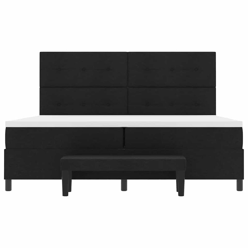 vidaXL Boxrugós ágy matracmal fejtámlával Fekete 200 x 200 cm szövet