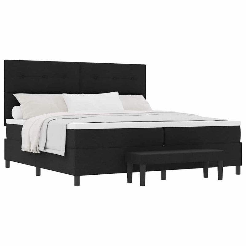 vidaXL Boxrugós ágy matracmal fejtámlával Fekete 200 x 200 cm szövet