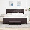 vidaXL Boxrugós ágy fejtámlával Sötét Barna 200 x 200 cm szövet