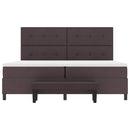 vidaXL Boxrugós ágy fejtámlával Sötét Barna 200 x 200 cm szövet