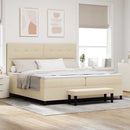 vidaXL Boxrugós ágy fejtámlával Krém 200 x 200 cm szövet