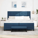 vidaXL Boxrugós ágy fejtámlával Kék 200 x 200 cm szövet