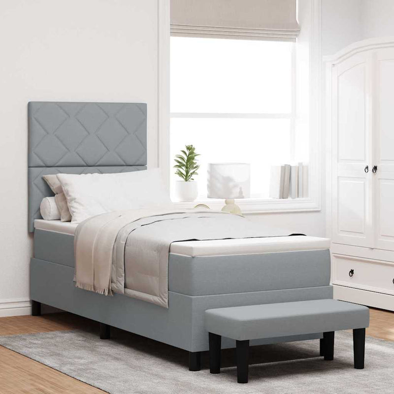vidaXL Boxrugós ágy matracmal Világosszürke 80 x 200 cm szövet