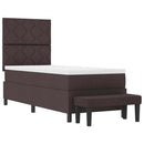 vidaXL Boxrugós ágy fejtámlával Sötét Barna 80 x 200 cm szövet