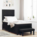 vidaXL Boxrugós ágy fejtámlával Fekete 90 x 190 cm szövet