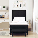 vidaXL Boxrugós ágy fejtámlával Fekete 90 x 190 cm szövet