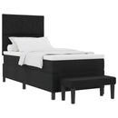 vidaXL Boxrugós ágy fejtámlával Fekete 90 x 200 cm szövet