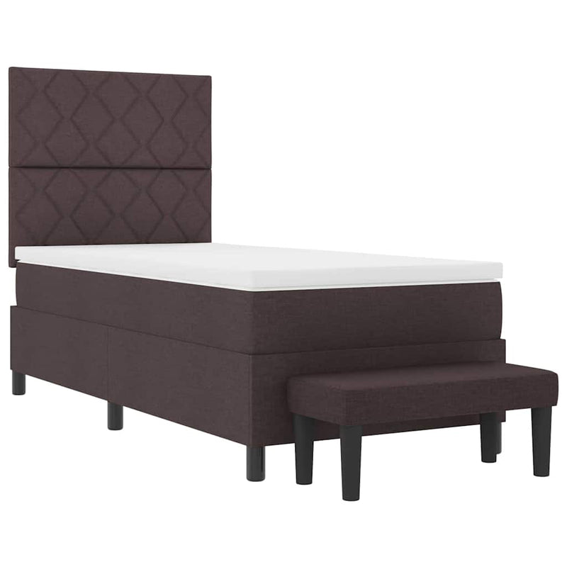 vidaXL Boxrugós ágy matracmal sötétbarna 90 x 200 cm szövet