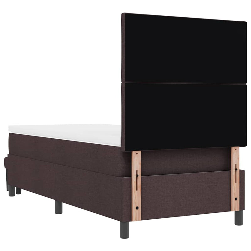 vidaXL Boxrugós ágy matracmal sötétbarna 90 x 200 cm szövet
