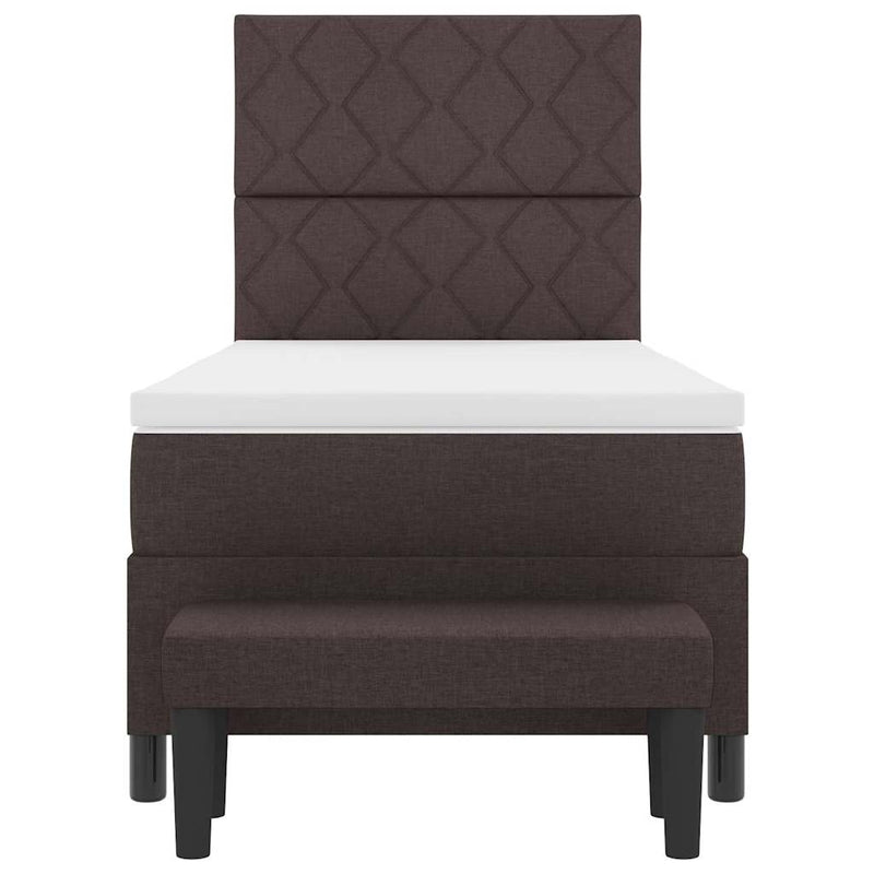 vidaXL Boxrugós ágy matracmal sötétbarna 90 x 200 cm szövet
