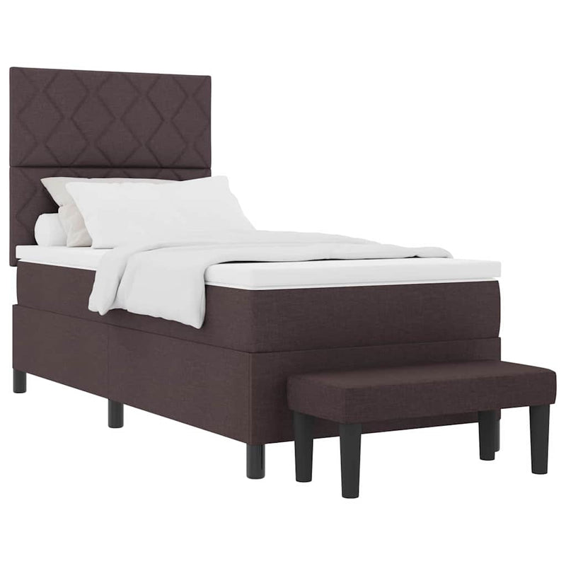 vidaXL Boxrugós ágy matracmal sötétbarna 90 x 200 cm szövet