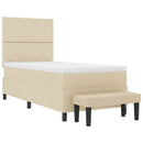 vidaXL Boxrugós ágy párnával fejtámlával Krém 90 x 200 cm szövet