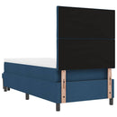 vidaXL Boxrugós ágy fejtámlával Kék 90 x 200 cm szövet