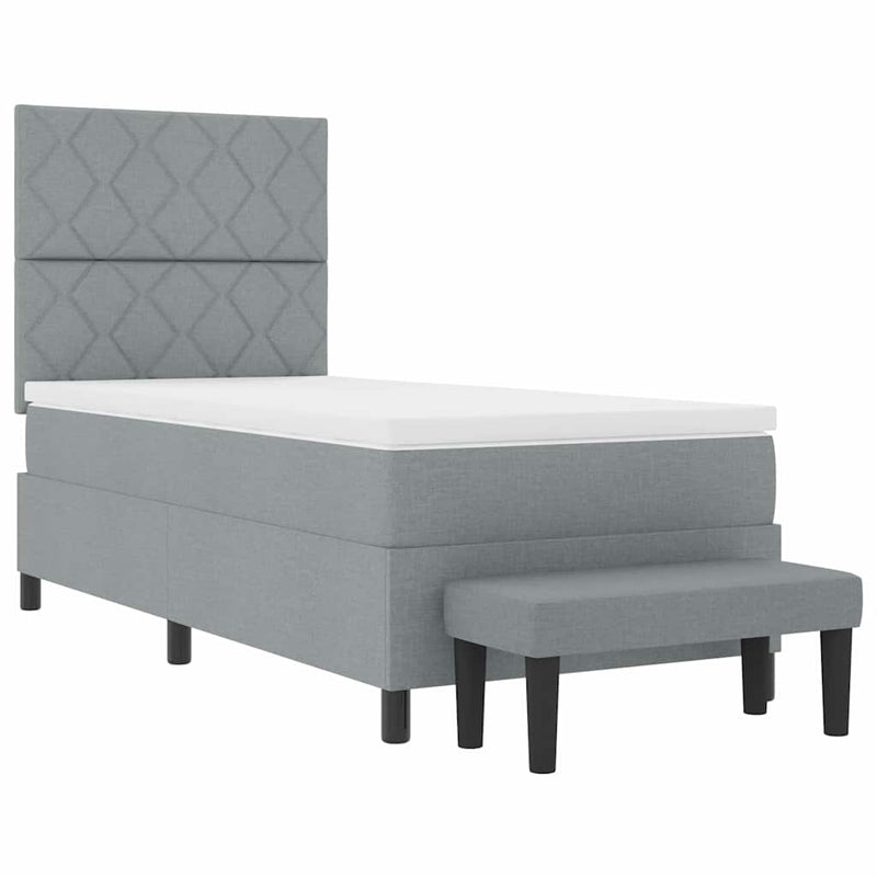 vidaXL Boxrugós ágy matracmal Világosszürke 100 x 200 cm szövet