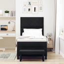 vidaXL Boxrugós ágy matracmal fejtámlával Fekete 100 x 200 cm szövet