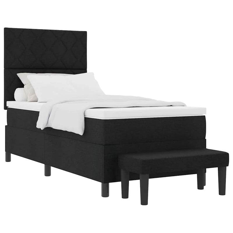 vidaXL Boxrugós ágy matracmal fejtámlával Fekete 100 x 200 cm szövet