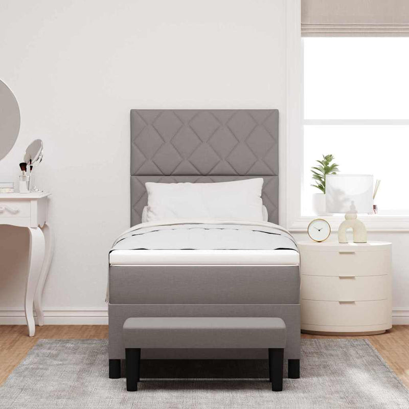 vidaXL Boxrugós ágy matracmal Tópszínű 100 x 200 cm szövet & Faanyag