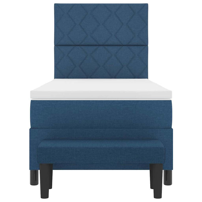 vidaXL Boxrugós ágy matracmal Kék 100 x 200 cm szövet & Faanyag