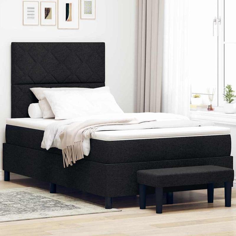 vidaXL Boxrugós ágy matracmal fejtámlával Fekete 120 x 190 cm szövet
