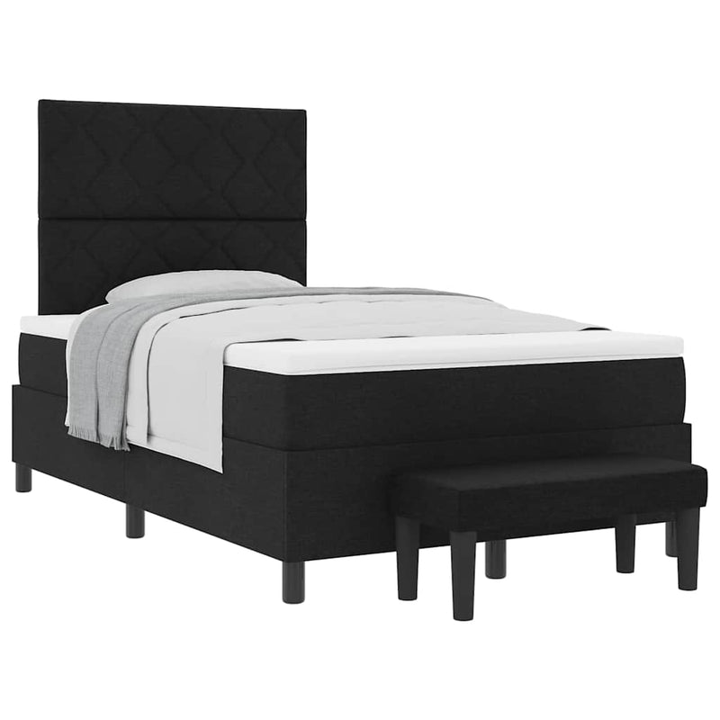 vidaXL Boxrugós ágy matracmal fejtámlával Fekete 120 x 190 cm szövet