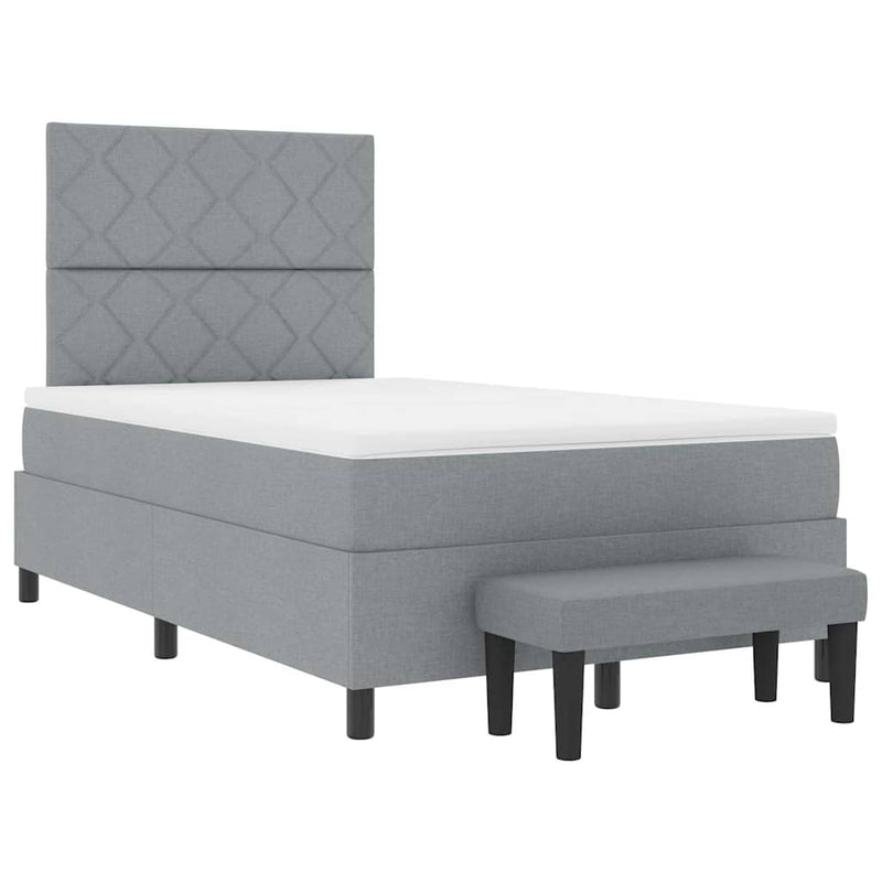 vidaXL Boxrugós ágy matracmal Világosszürke 120 x 200 cm szövet