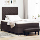 vidaXL Boxrugós ágy fejtámlával Sötét Barna 120 x 200 cm szövet