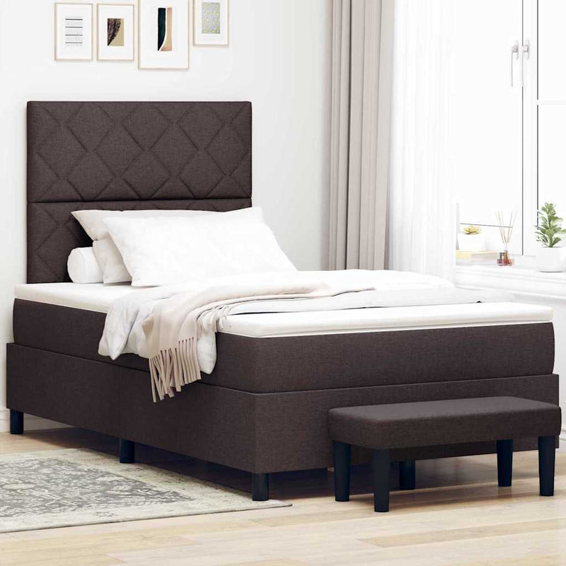 vidaXL Boxrugós ágy matracmal sötétbarna 120 x 200 cm szövet