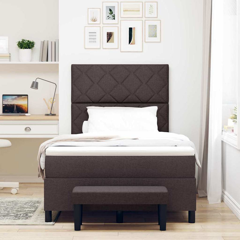vidaXL Boxrugós ágy matracmal sötétbarna 120 x 200 cm szövet