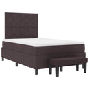 vidaXL Boxrugós ágy fejtámlával Sötét Barna 120 x 200 cm szövet